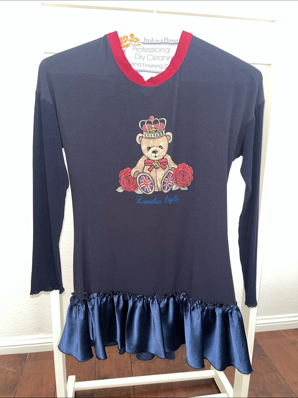 MonnaLisa Navy Top with Burgundy Trim